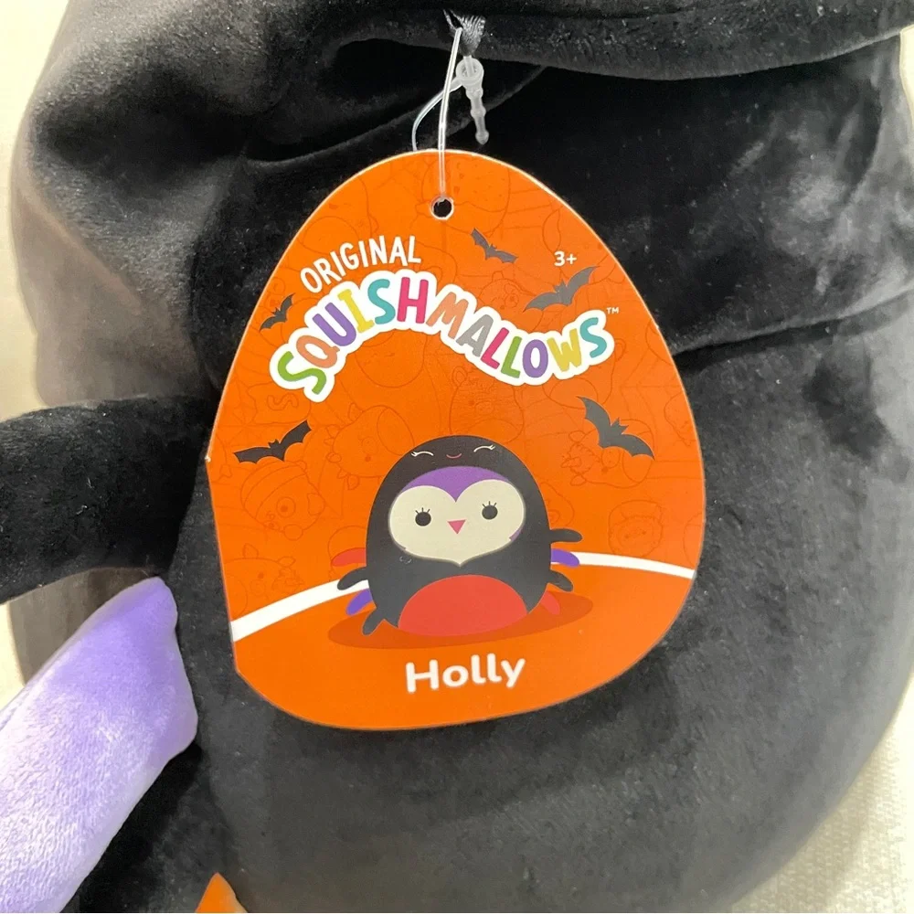 NEW Squishmallows Holly the Owl Halloween‎ Spider Hoodie Plush Black Purple